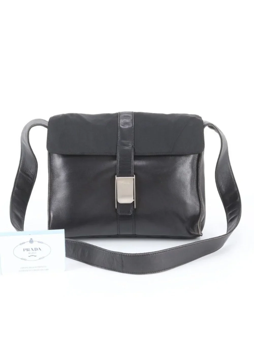Prada White Tag Tessuto Nylon Leather Shoulder Bag Tote